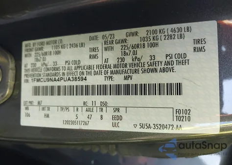 2023 Ford Escape St-Line Select from USA, damaged, VIN 1FMCU9NA4PUA38594
